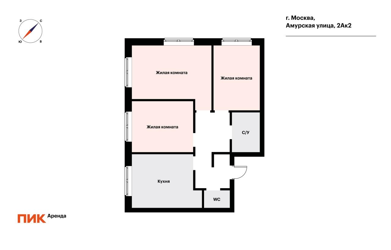 3-к. квартира, 71 м², 115 200 ₽/мес — фото № 29