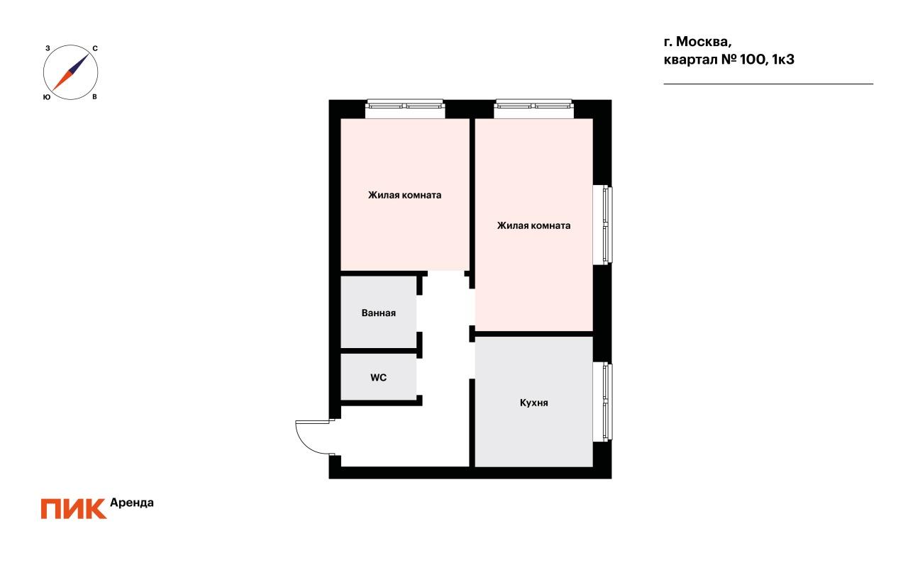 2-к. квартира, 51.8 м², 88 100 ₽/мес — фото № 23