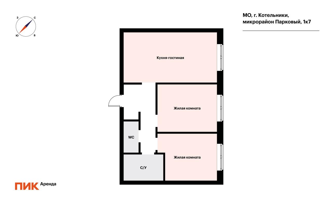 2-к. квартира, 51.7 м², 75 000 ₽/мес — фото № 17