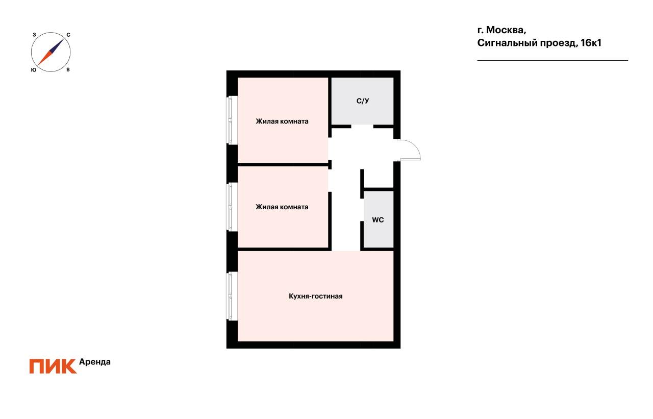 2-к. квартира, 61.2 м², 100 000 ₽/мес — фото № 23
