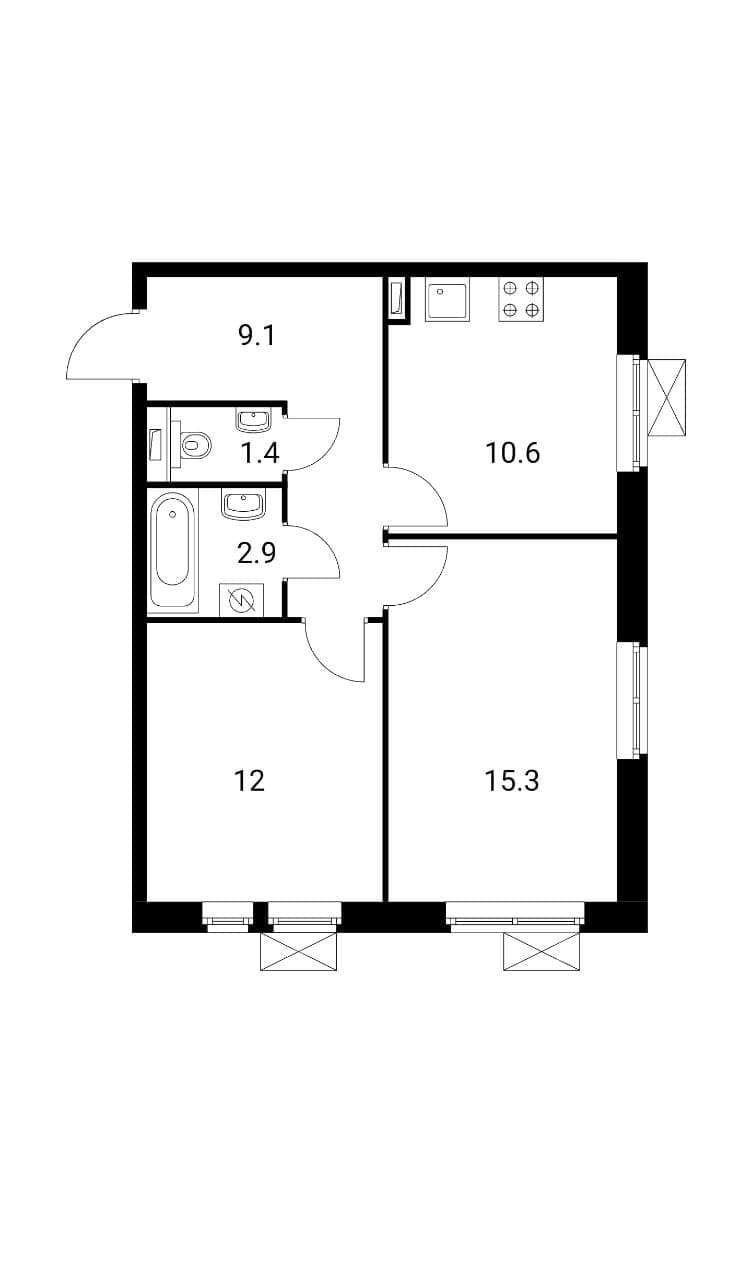 2-к. квартира, 51.3 м², 78 800 ₽/мес — фото № 21
