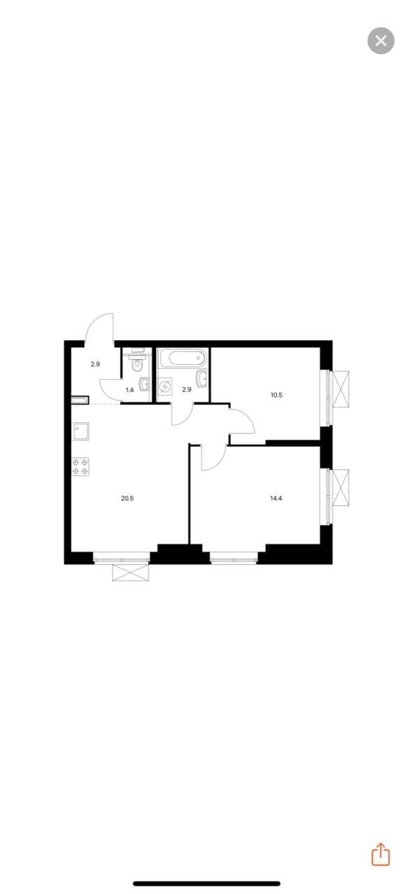 2-к. квартира, 53 м², 92 800 ₽/мес — фото № 20