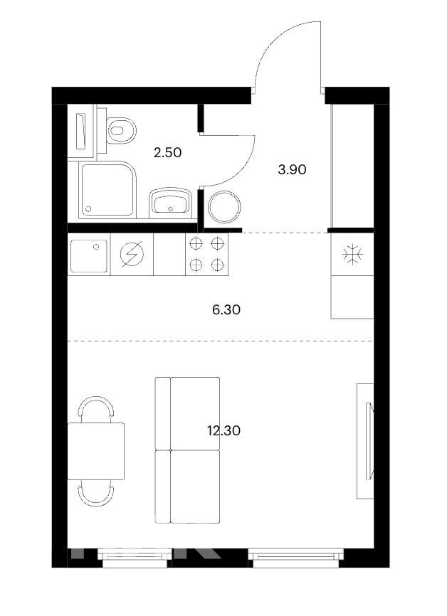 студия, 25 м², 36 000 ₽/мес — фото № 12