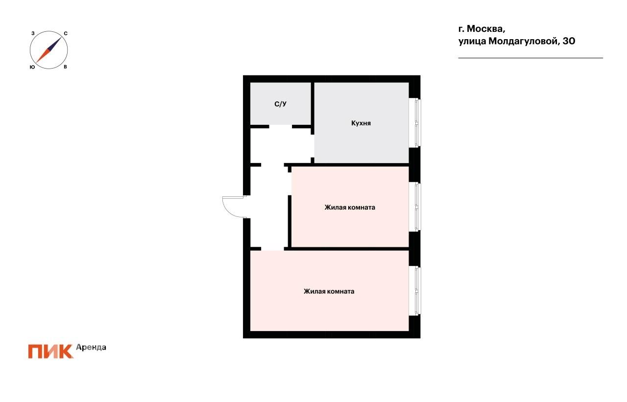 2-к. квартира, 44.3 м², 67 500 ₽/мес — фото № 17