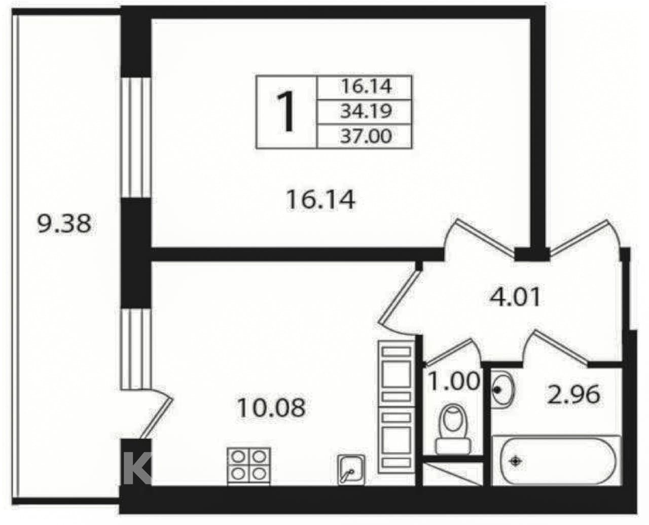 1-к. квартира, 34 м², 38 500 ₽/мес — фото № 20