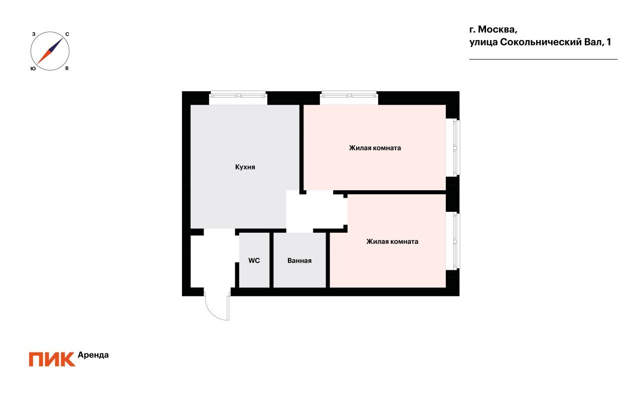 3-к. квартира, 52 м², 132 100 ₽/мес — фото № 23