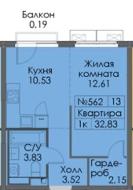 студия, 32.4 м², 83 000 ₽/мес — фото № 19