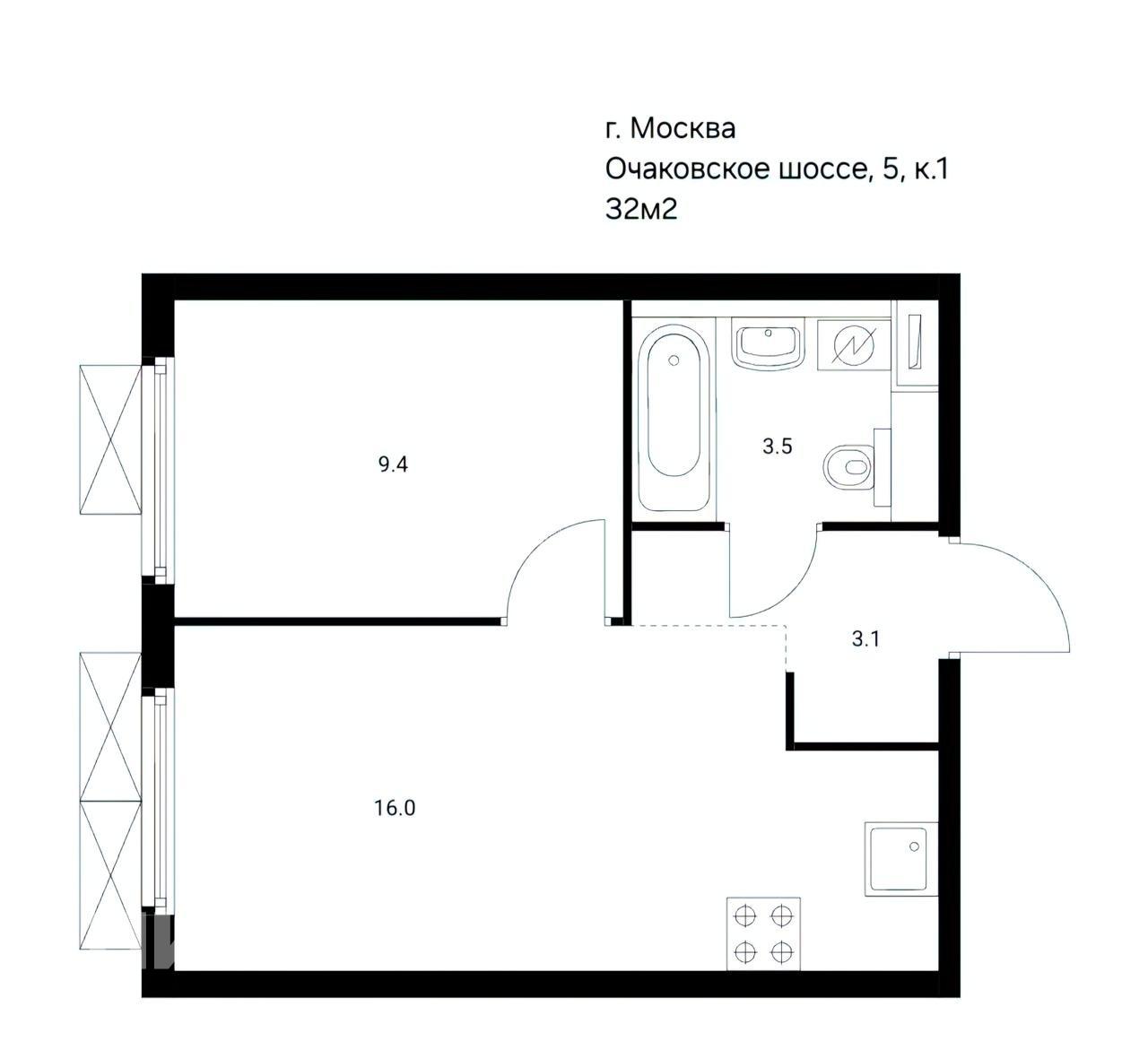 1-к. квартира, 32 м², 82 000 ₽/мес — фото № 17
