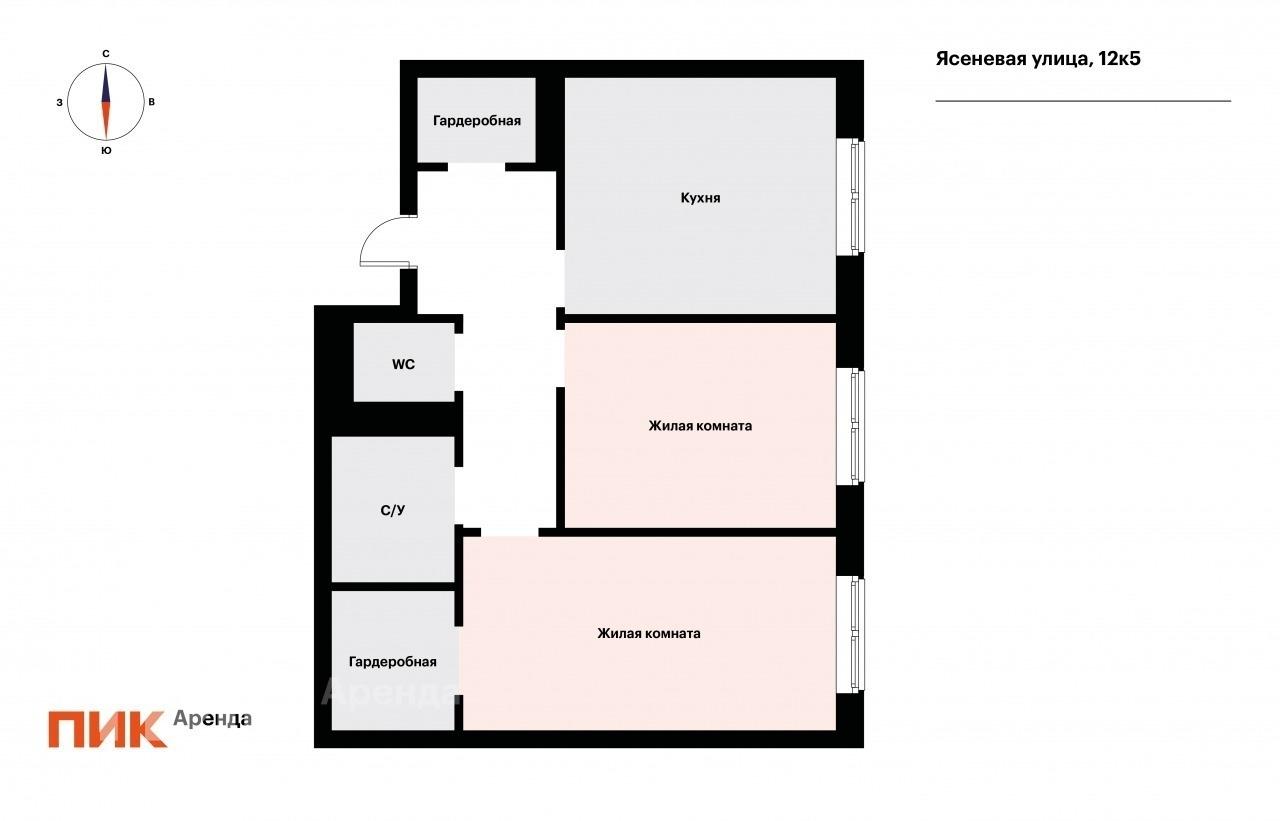 2-к. квартира, 59.6 м², 86 400 ₽/мес — фото № 24
