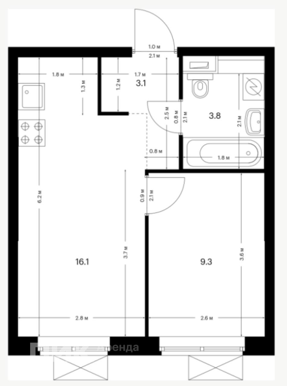 1-к. квартира, 35 м², 110 100 ₽/мес — фото № 19