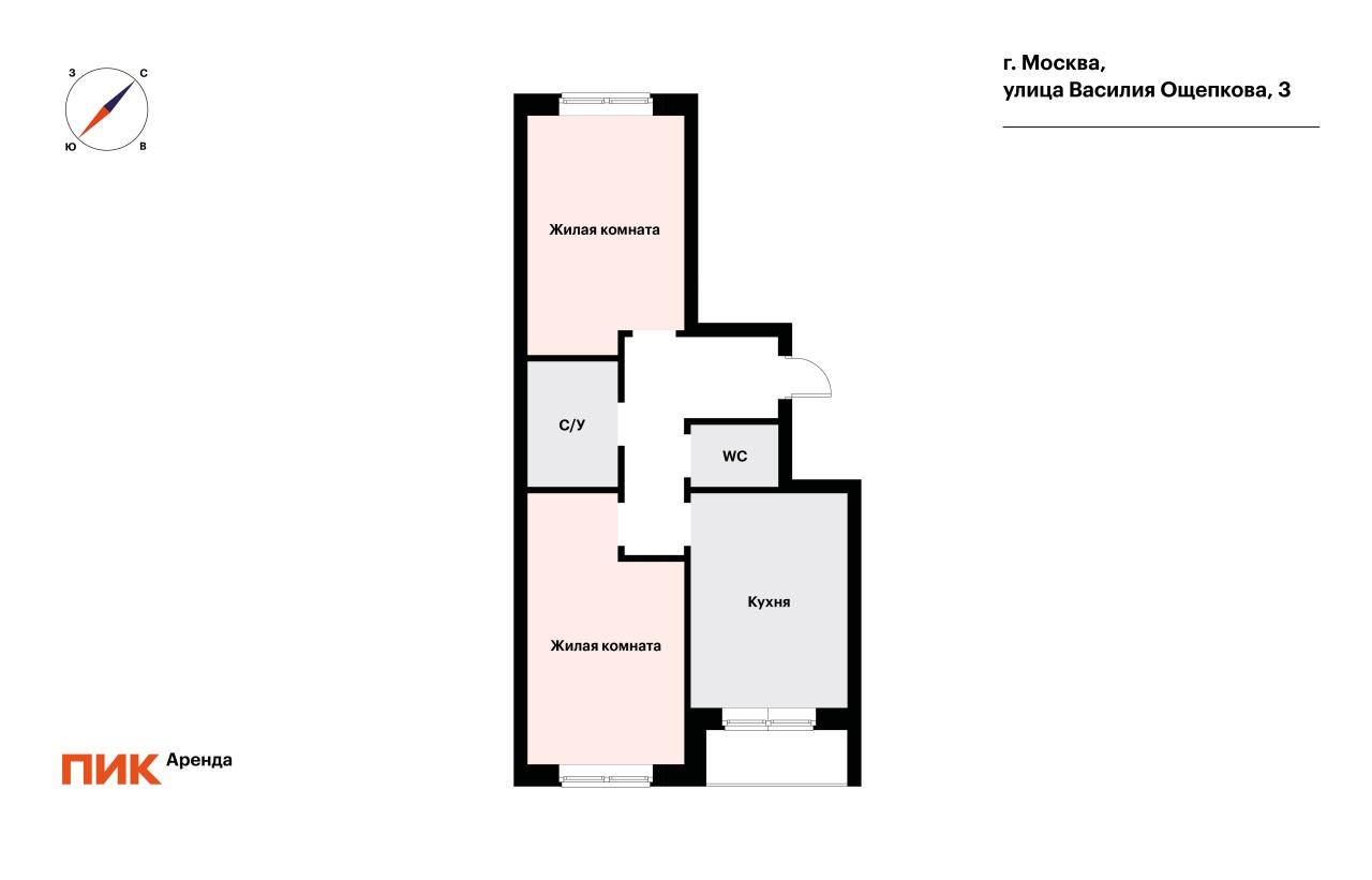 2-к. квартира, 54.8 м², 73 900 ₽/мес — фото № 24