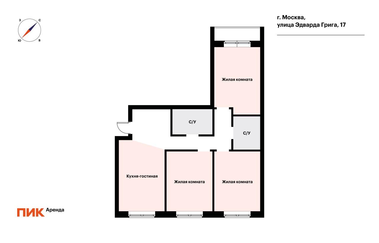3-к. квартира, 78.5 м², 84 100 ₽/мес — фото № 19