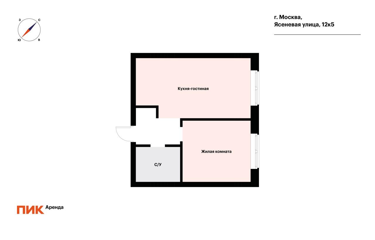 2-к. квартира, 42.8 м², 87 300 ₽/мес — фото № 13 2-к. квартира, 42.8 м², 87 300 ₽/мес — фото № 13