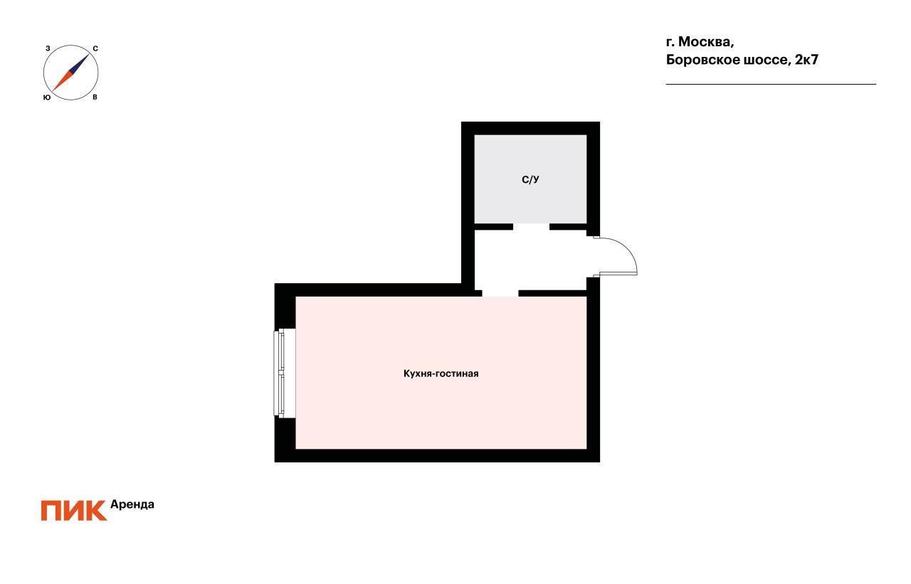 студия, 34.3 м², 58 300 ₽/мес — фото № 11 студия, 34.3 м², 58 300 ₽/мес — фото № 11