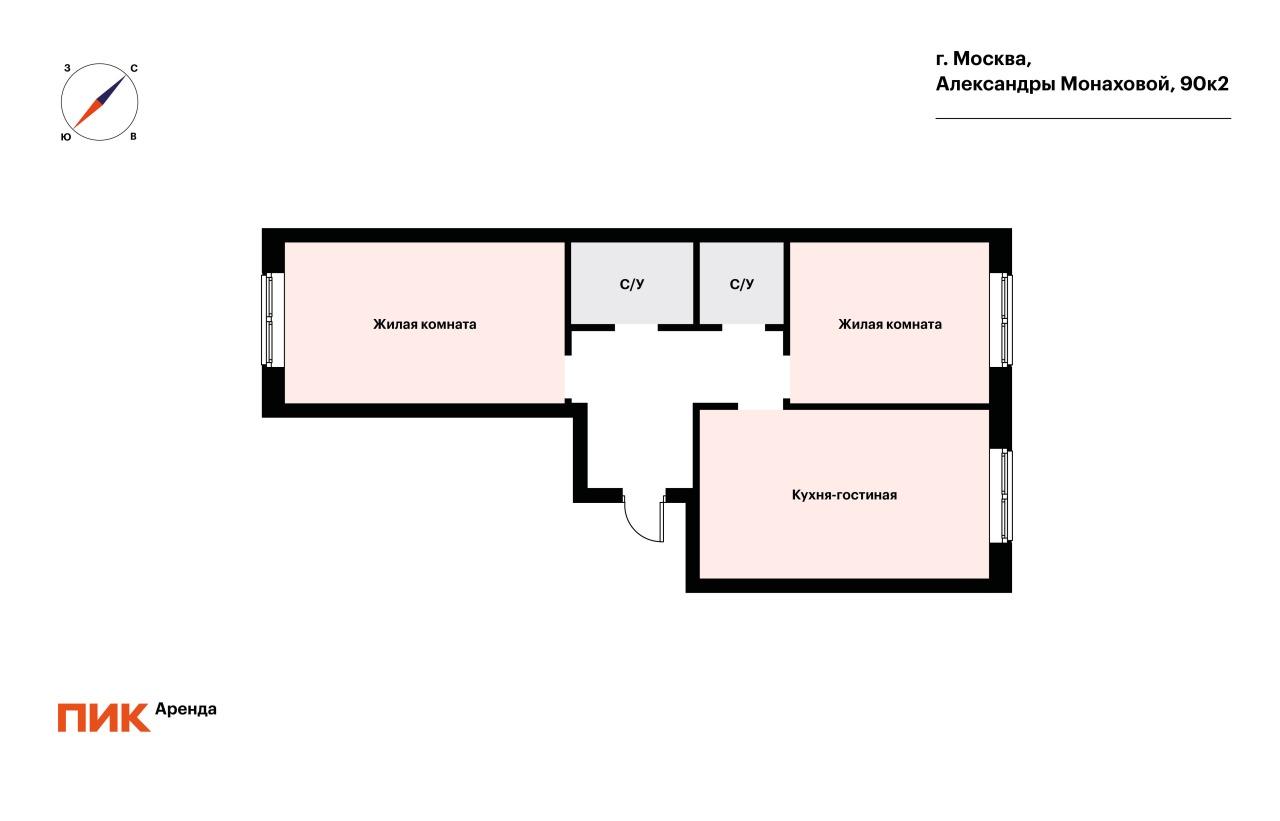 2-к. квартира, 67.8 м², 82 500 ₽/мес — фото № 19 2-к. квартира, 67.8 м², 82 500 ₽/мес — фото № 19