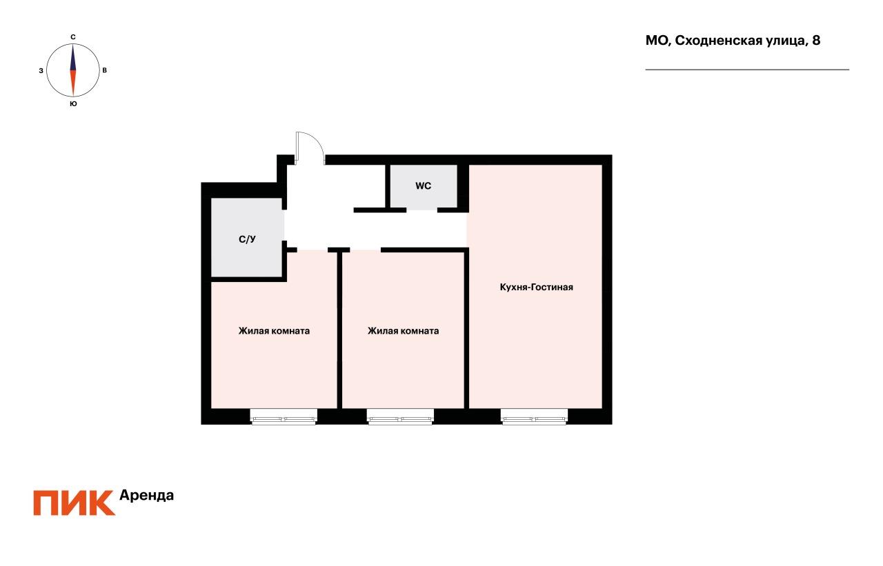 2-к. квартира, 60.2 м², 64 000 ₽/мес — фото № 19 2-к. квартира, 60.2 м², 64 000 ₽/мес — фото № 19