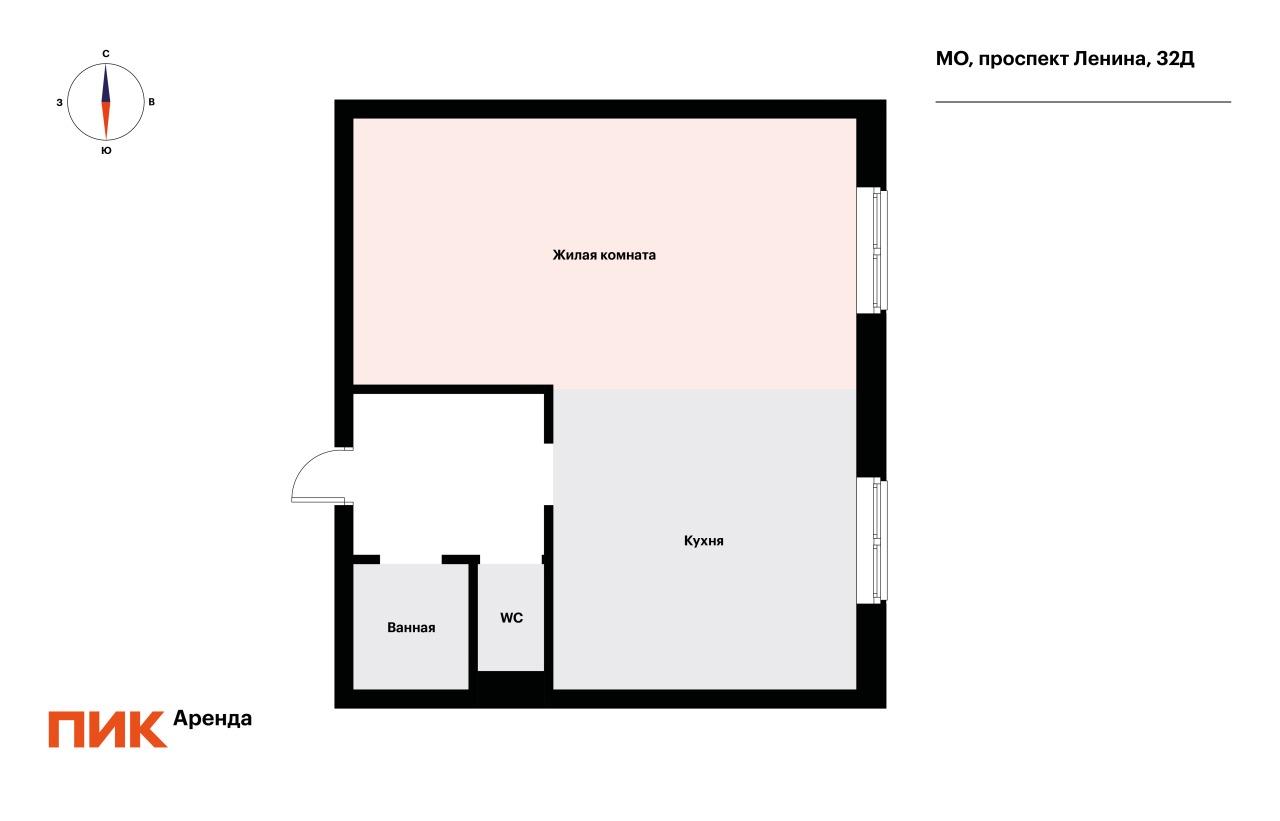 студия, 43.5 м², 65 900 ₽/мес — фото № 22 студия, 43.5 м², 65 900 ₽/мес — фото № 22