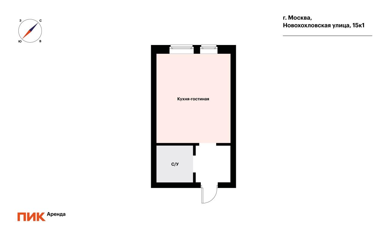 студия, 26.9 м², 65 000 ₽/мес — фото № 17 студия, 26.9 м², 65 000 ₽/мес — фото № 17