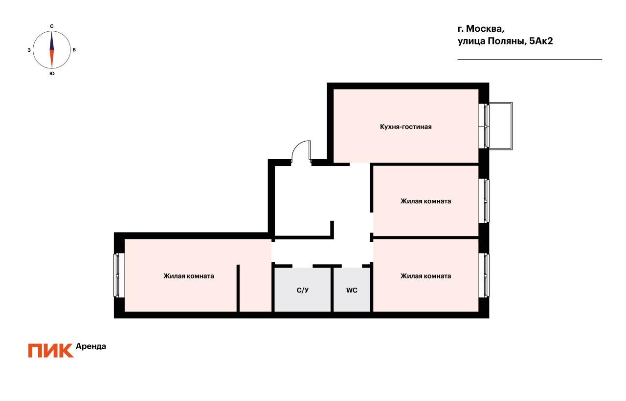 3-к. квартира, 90 м², 87 300 ₽/мес — фото № 28 3-к. квартира, 90 м², 87 300 ₽/мес — фото № 28