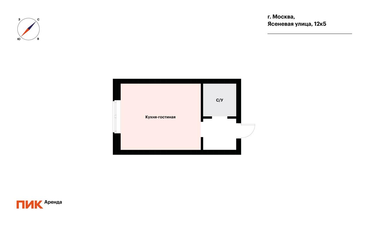 студия, 21.5 м², 48 000 ₽/мес — фото № 13 студия, 21.5 м², 48 000 ₽/мес — фото № 13