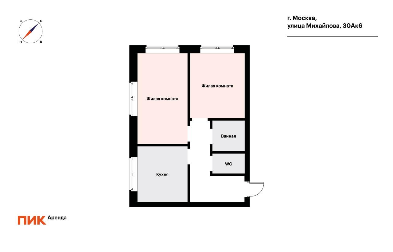 2-к. квартира, 58 м², 83 000 ₽/мес — фото № 23 2-к. квартира, 58 м², 83 000 ₽/мес — фото № 23