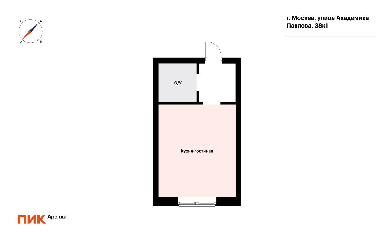 студия, 25.3 м², 75 500 ₽/мес — фото № 17 студия, 25.3 м², 75 500 ₽/мес — фото № 17