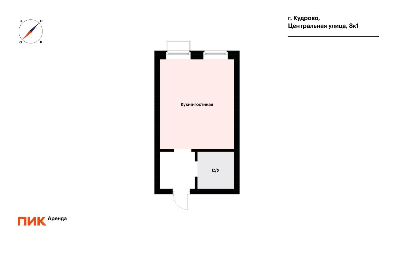 студия, 26.9 м², 29 700 ₽/мес — фото № 12 студия, 26.9 м², 29 700 ₽/мес — фото № 12